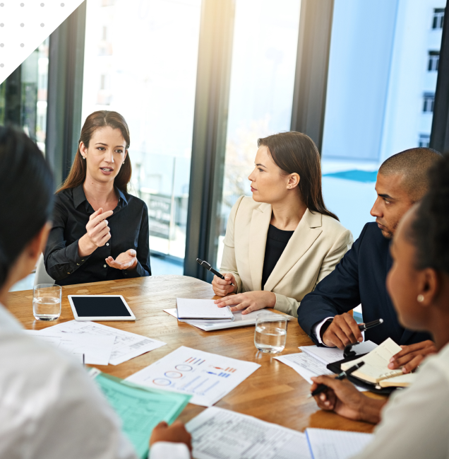 Education leaders meeting around a conference table